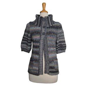 Vintage Express Wool Blend Chunky Knit Mock Cardigan Sweater Women’s M